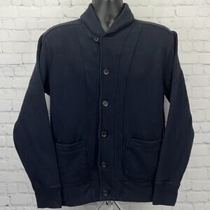 Gap Shawl Collar Cardigan Sweater Mens M Medium Navy Blue Cotton Button Front